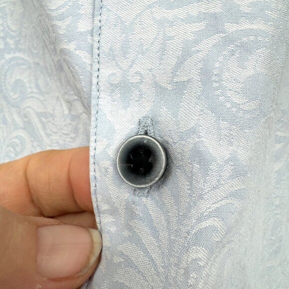 ROBERT GRAHAM Geometric blue on blue design Short Sleeve Shirt - Picture 5 of 11